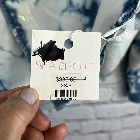 WEAR CISCO Unisex Tie Dye Denim Chambray Top Shirt Jacket, Size XS/S, NWT - Picture 6 of 8